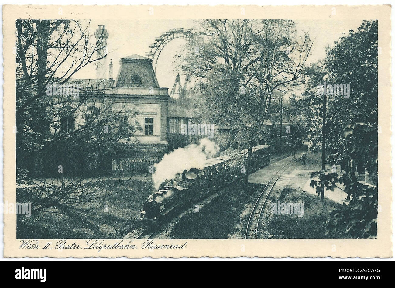 Wien, Prater, Liliputbahn in 1933 postcard Stock Photo