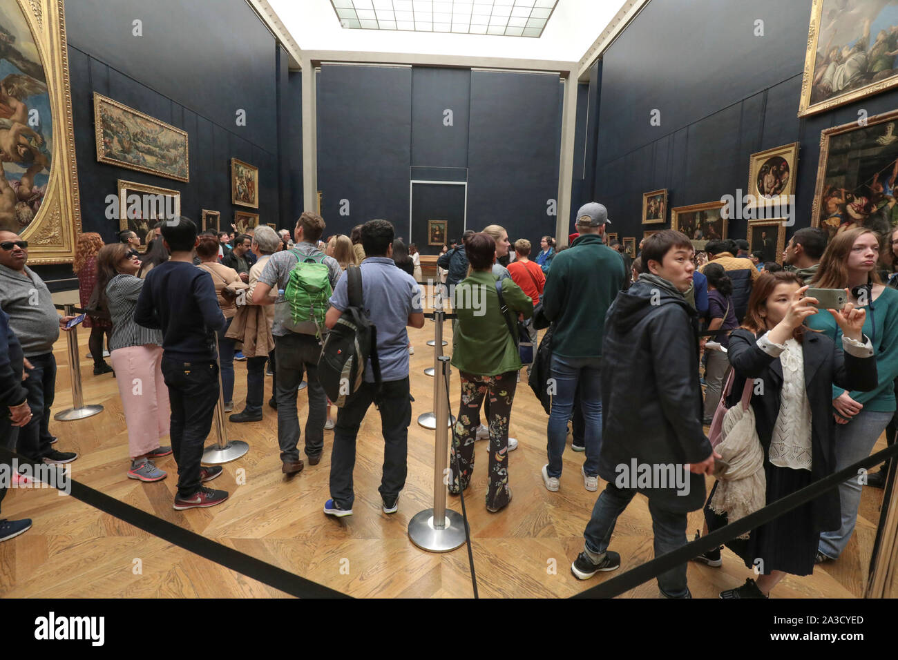 MONA  LISA WAS REINSTALLED IN HER GALLERY IN LOUVRE MUSEUM Stock Photo