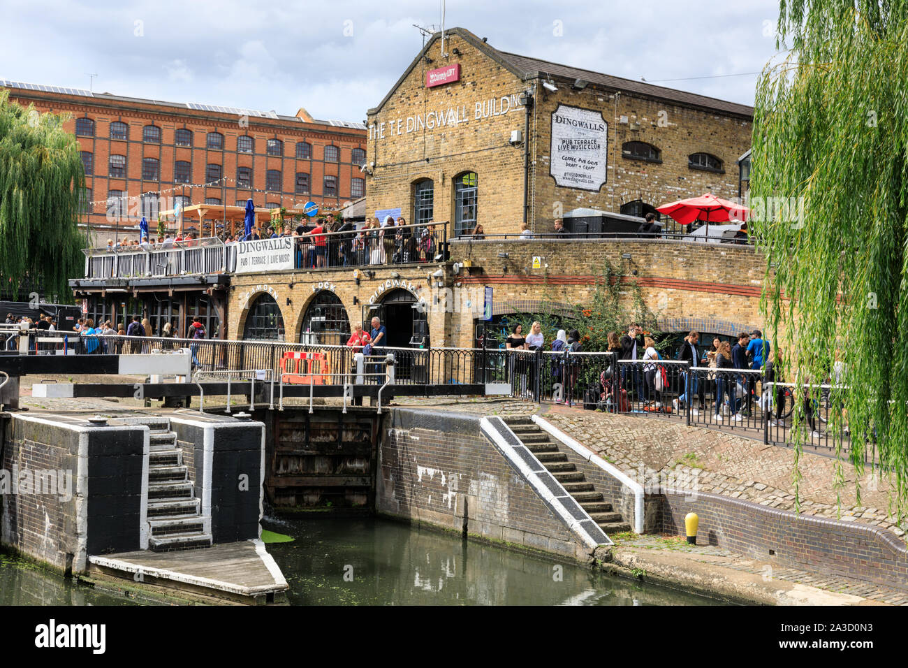 Camden Lock Market, canal and Dingwall Building exterior, Camden Town, London, UK Stock Photo