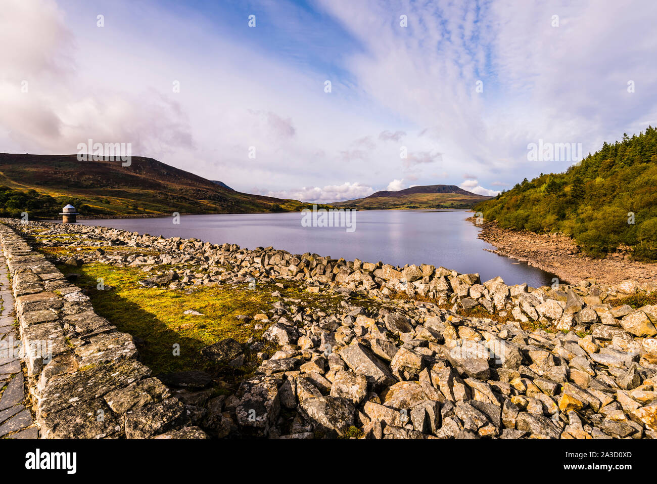 View over the water at Llyn Celyn, Snowdonia NP, Wales, UK Stock Photo
