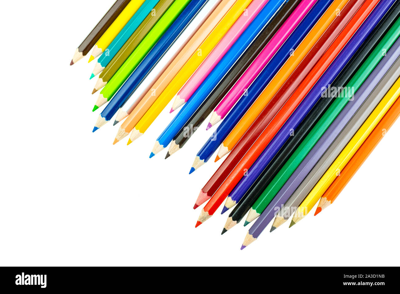 Collection of crayon de couleur for drawing at white background, Multi