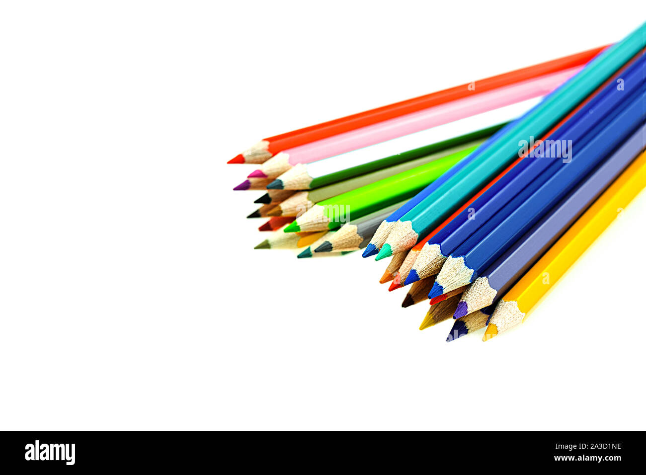 Collection of crayon de couleur for drawing at white background, Multi