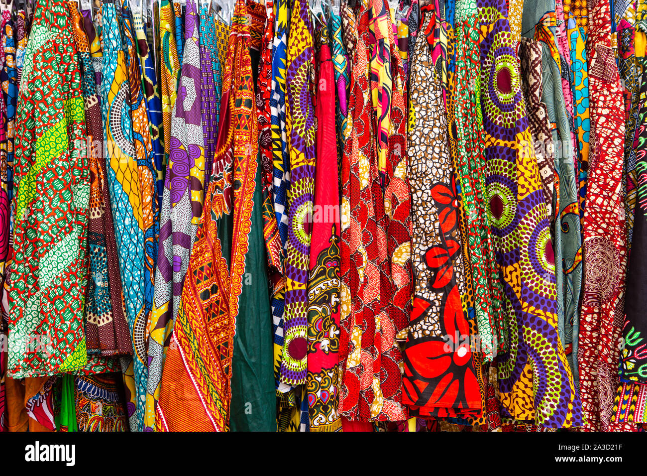 West African apparel for sale at an outdoor market Stock Photo