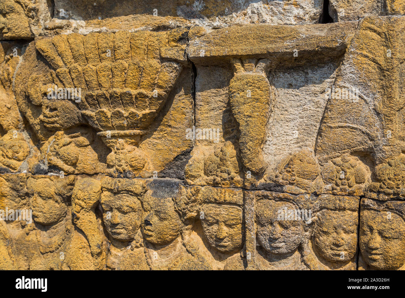 Details of Ancient Buddhist temple of Borobudur, in Magelang, Central ...