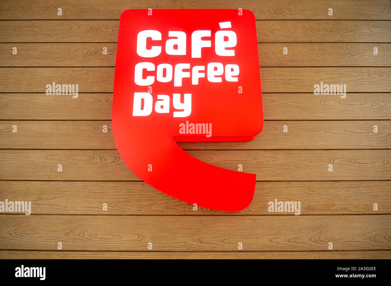 Cafe coffee day logo on a wooden wall a popular coffee chain in India