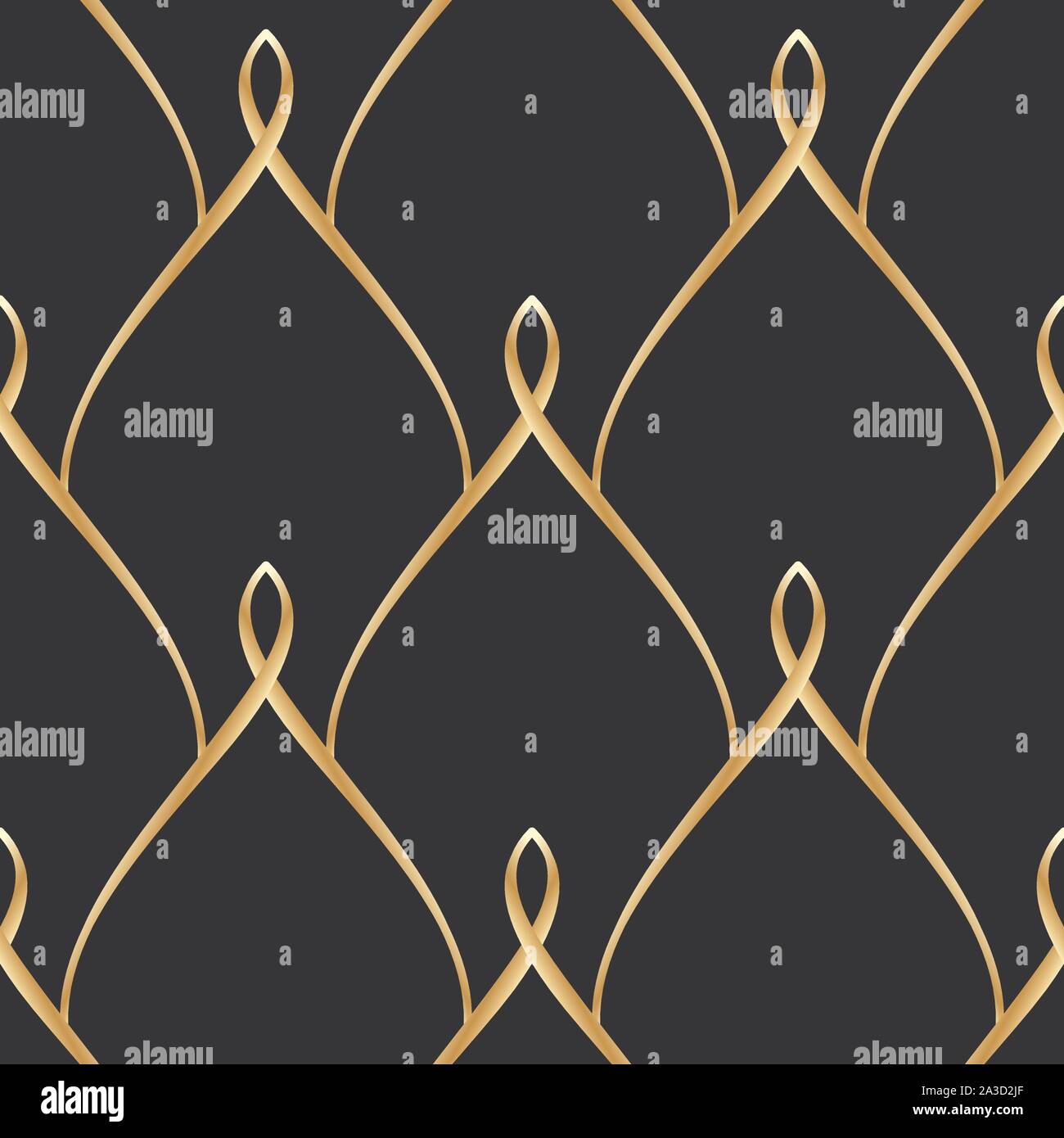 Golden wire seamless oriental scales pattern Stock Vector