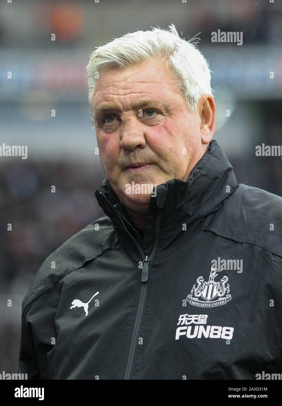 Newcastle, UK. 06th Oct, 2019. Newcastle United manager Steve Bruce during the Premier League match between Newcastle United and Manchester United at St. James's Park, Newcastle, England on 6 October 2019. Photo by J GILL/PRiME Media Images. Credit: PRiME Media Images/Alamy Live News Stock Photo
