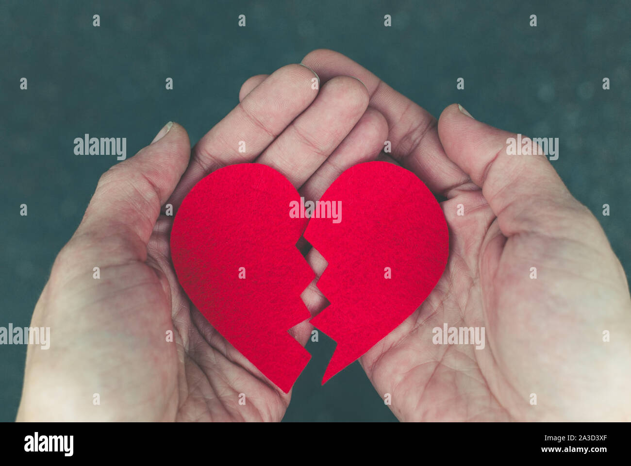 Broken heart in the hands - divorce concept Stock Photo