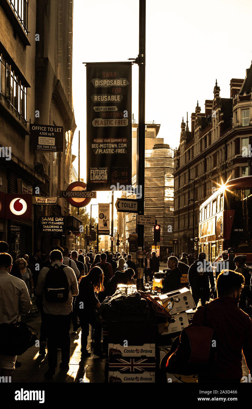 A busy high street on a sunny summer afternoon, Holborn, Central London, England, UK. Stock Photo