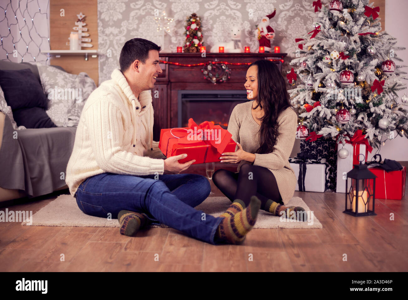 Romantic couple fireside decorations hi-res stock photography and images -  Alamy