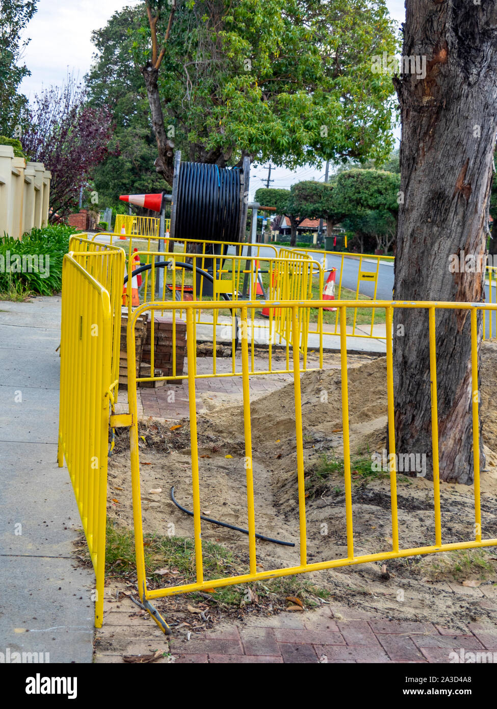 Underground electricity powerlines being installed in Woodsome St Mount