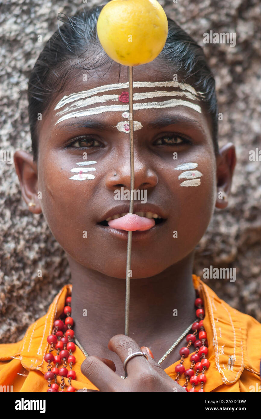 indian girl with pierced tongue Stock Photo - Alamy