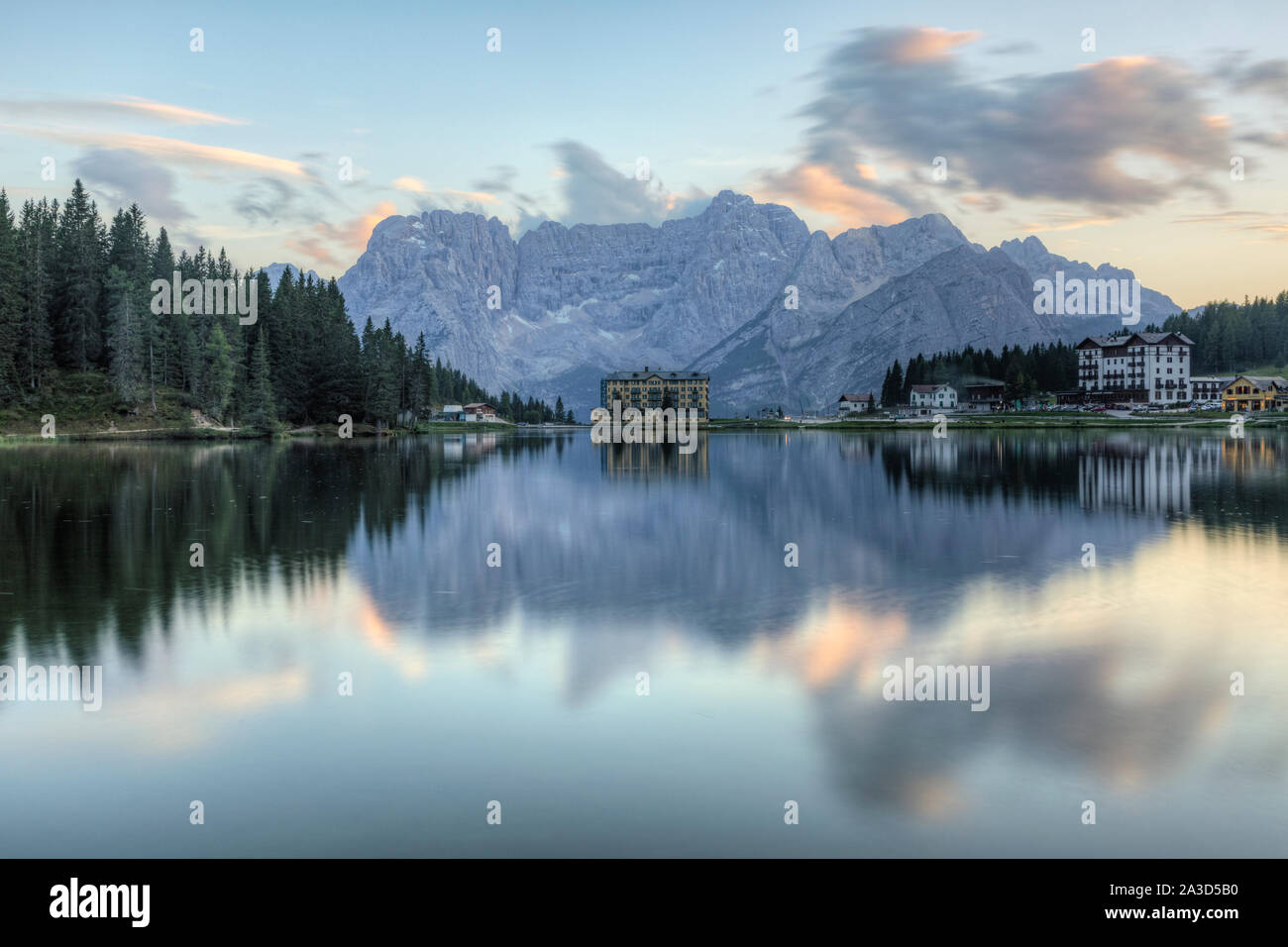 Lake Misurina, Cortina d'Ampezzo, Belluno, Veneto, Dolomites, Italy, Europe Stock Photo