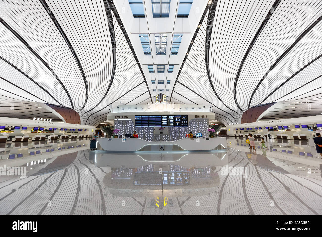Beijing, China – September 30, 2019: Beijing Daxing New International Airport Terminal (PKX) in China. Stock Photo