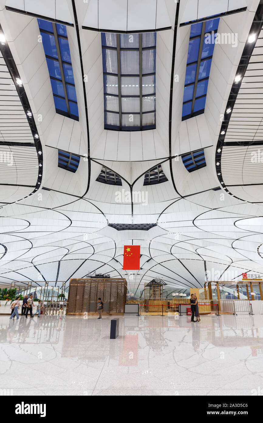 Beijing, China – September 30, 2019: Beijing Daxing New International Airport Terminal (PKX) in China. Stock Photo