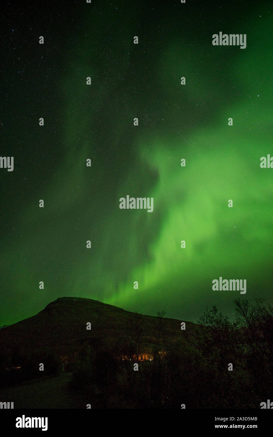 The Aurora Borealis, Northern Lights, near Tromso, Norway Stock Photo ...