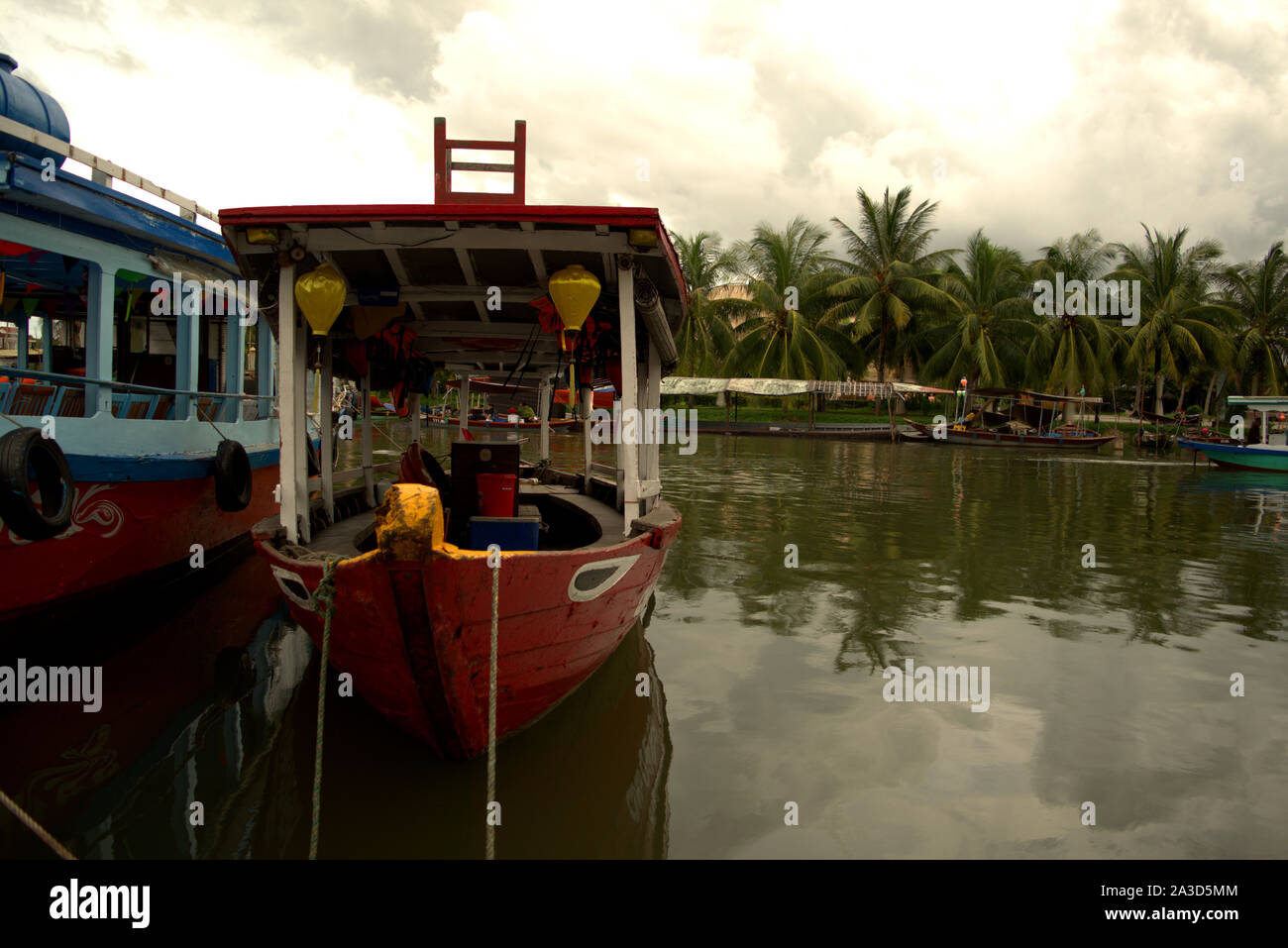 Boats on the waterfront, Hoi An, Vietnam, South-east Asia Stock Photo