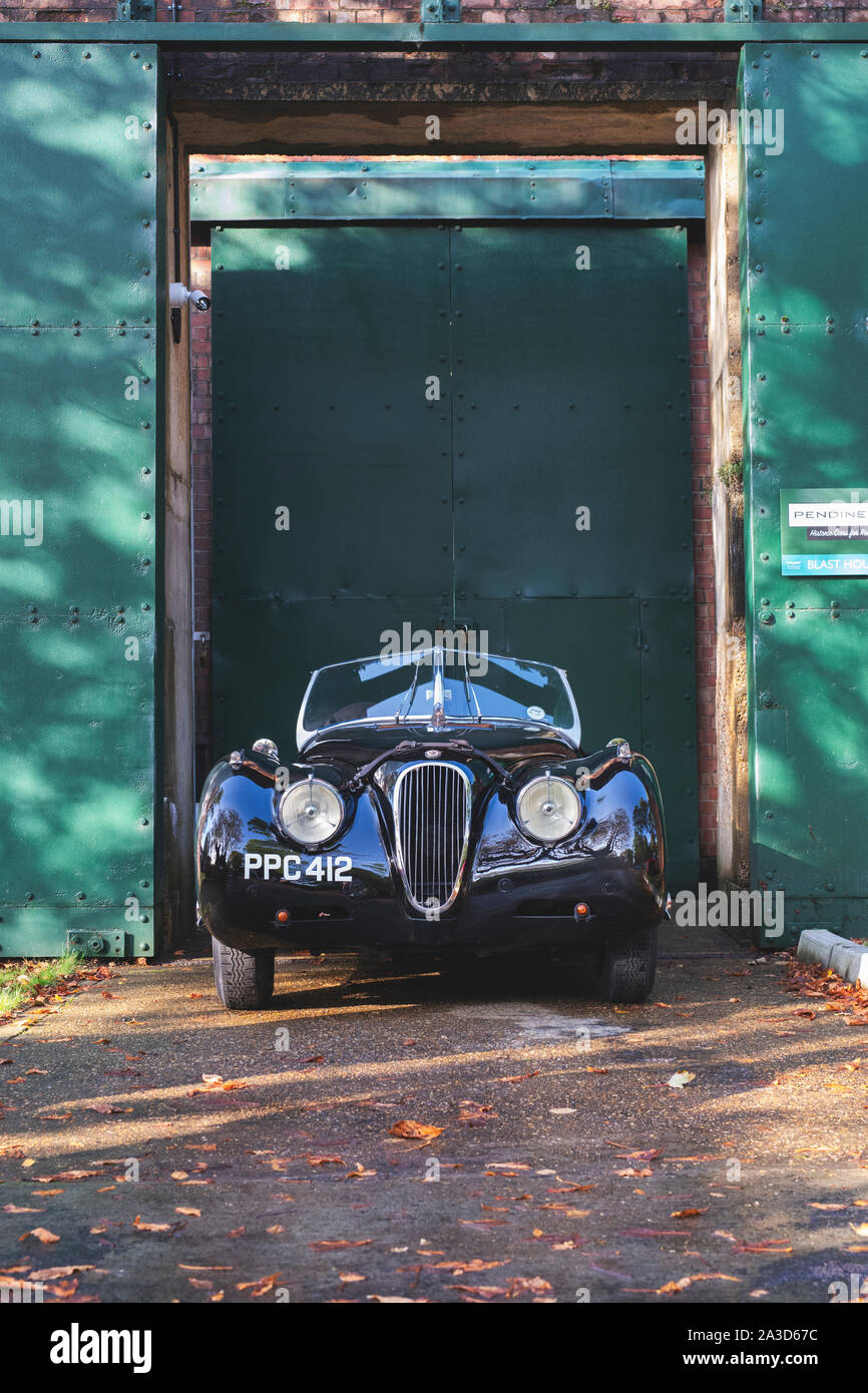 1951 Jaguar XK cars at Bicester heritage centre autumn sunday scramble event. Bicester, Oxfordshire, UK. Stock Photo