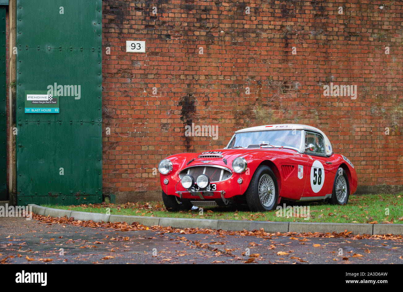 1962 Austin Healey car at Bicester heritage centre autumn sunday scramble event. Bicester, Oxfordshire, UK Stock Photo