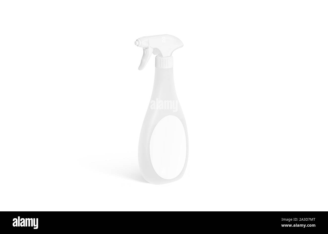Blank white spray bottle mockup isolated, side view Stock Photo