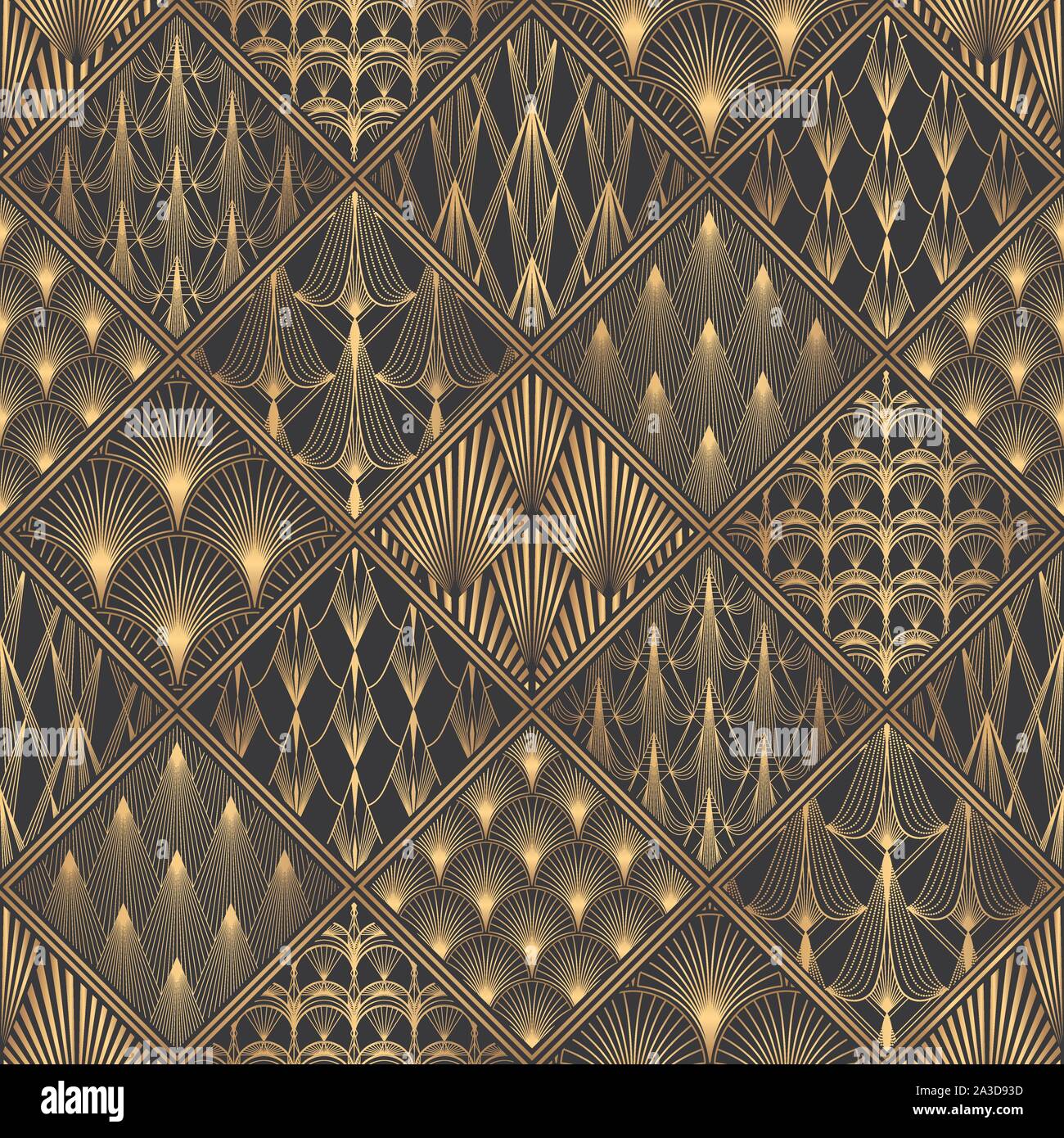 Art Deco Pattern. Seamless black and gold background Stock Vector Image ...