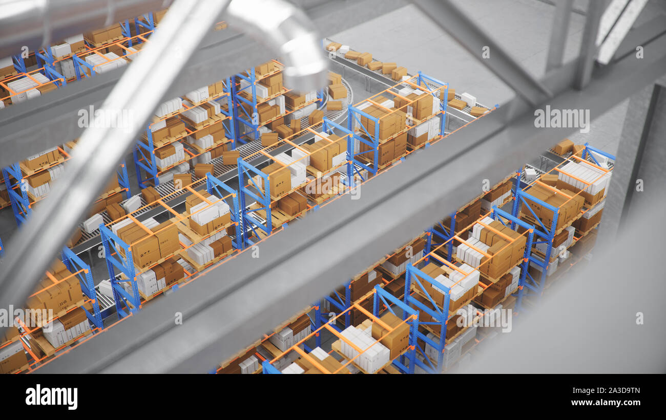 Packages delivery, parcels transportation system concept, cardboard ...