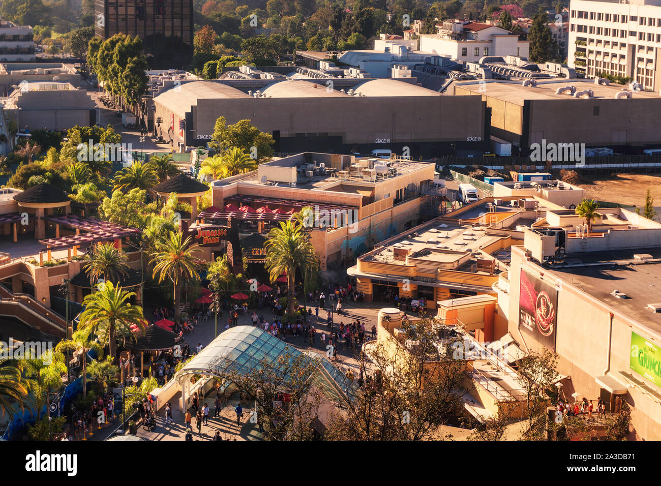 View over the Universal Studios Hollywood from above Stock Photo