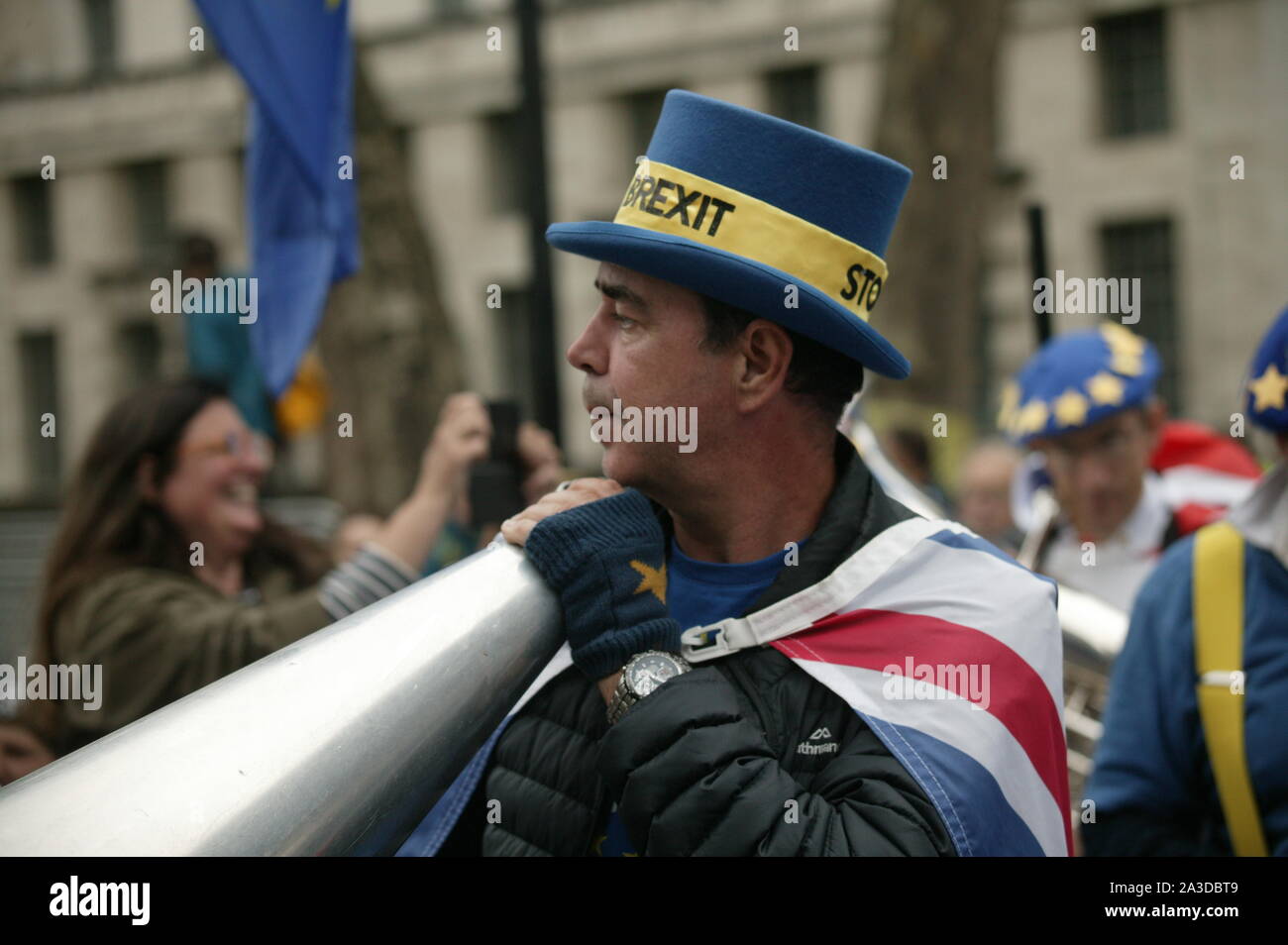 LONDON, UNITED KINGDOM. 07th Oct 2019, Steve Bray, Mr Stop Brexit at the Extinction Rebellion protest in Westminster, to highlight climate change. © Martin Foskett/Knelstrom Ltd/Alamy Live News Stock Photo