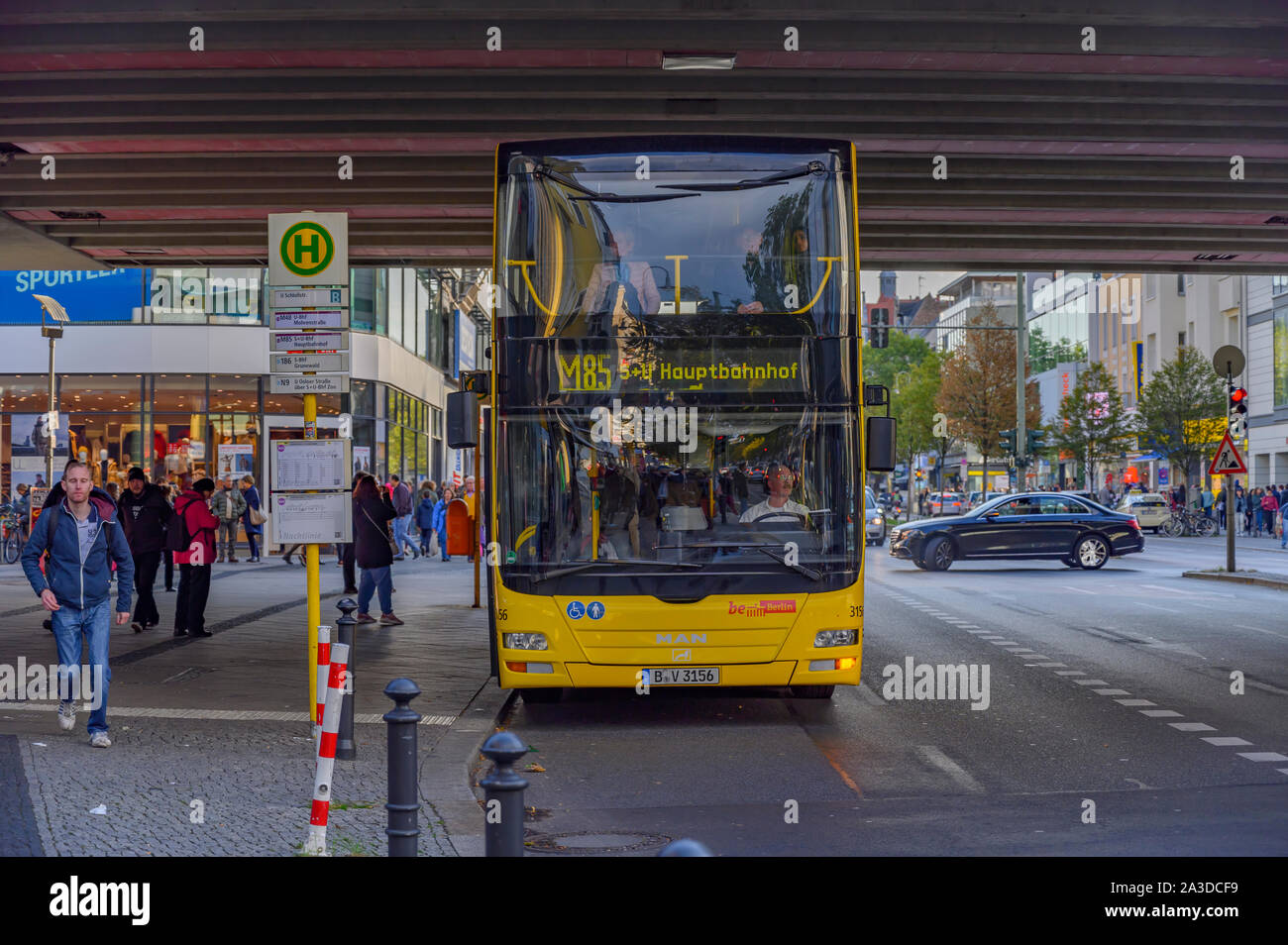 Berlin, Germany - October 5, 2019: Bus, which is used in public transport,  at a bus stop in Berlin-Steglitz, Germany Stock Photo - Alamy