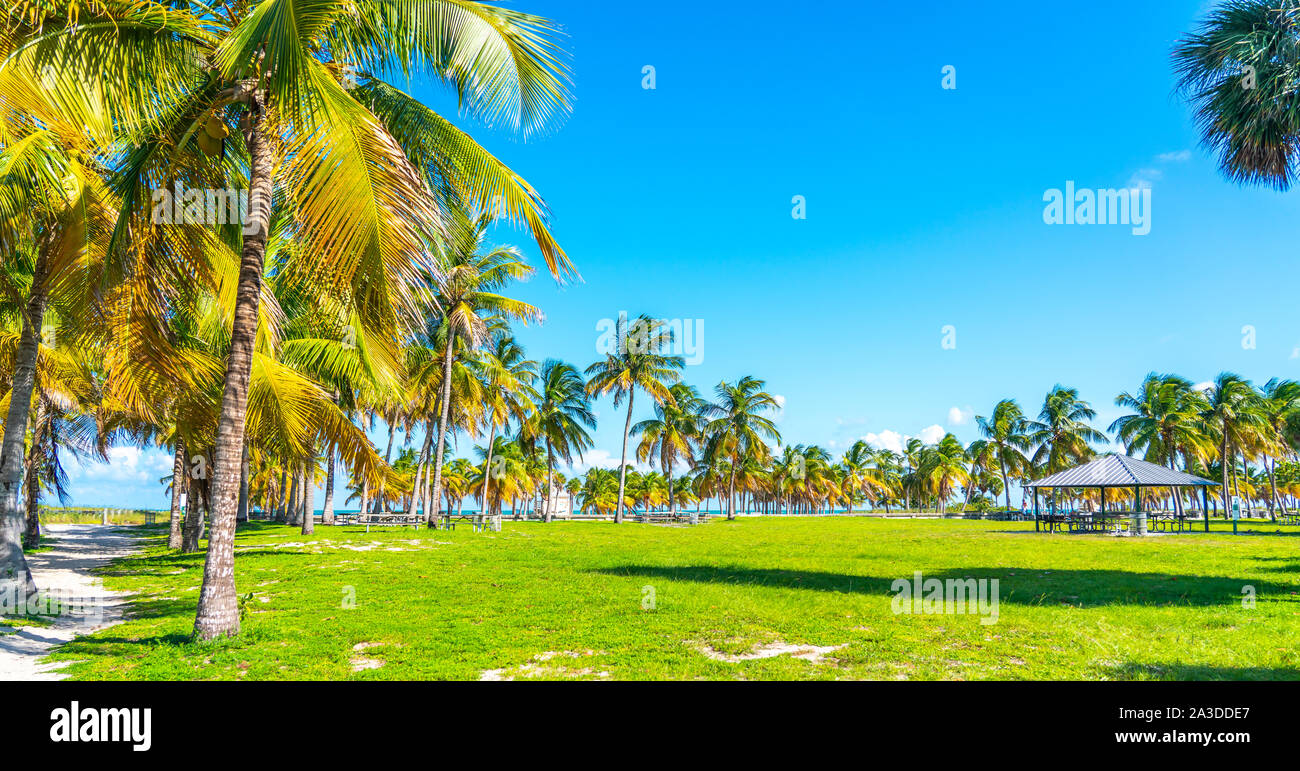Beautiful Crandon Park Beach with rental cabanas located in Key