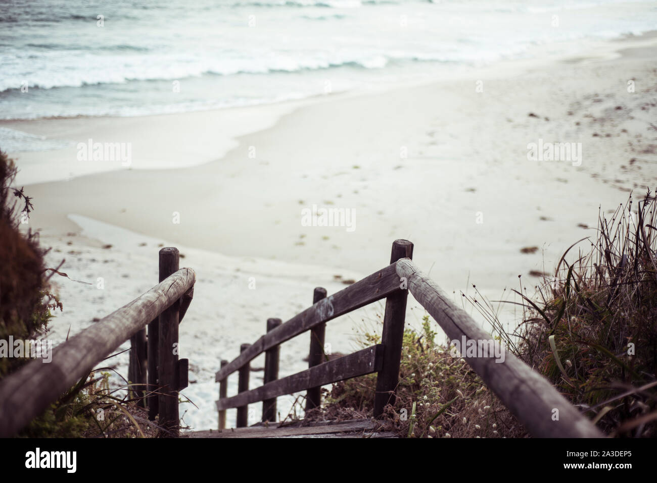Wooden Steps Down To Remote Wild White Sand Beach In West Australia Stock Photo Alamy