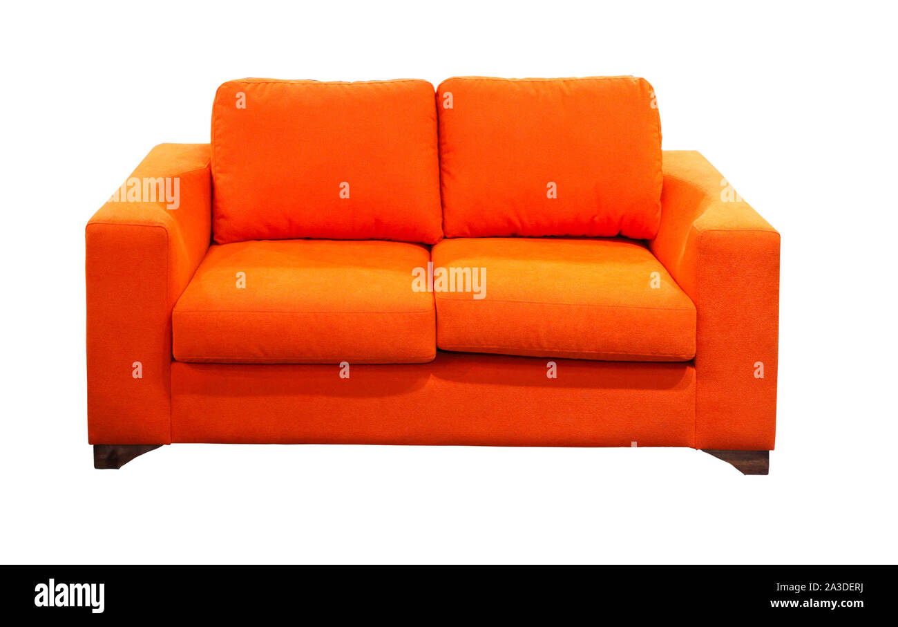 Orange sofa isolated with clipping path included Stock Photo Alamy
