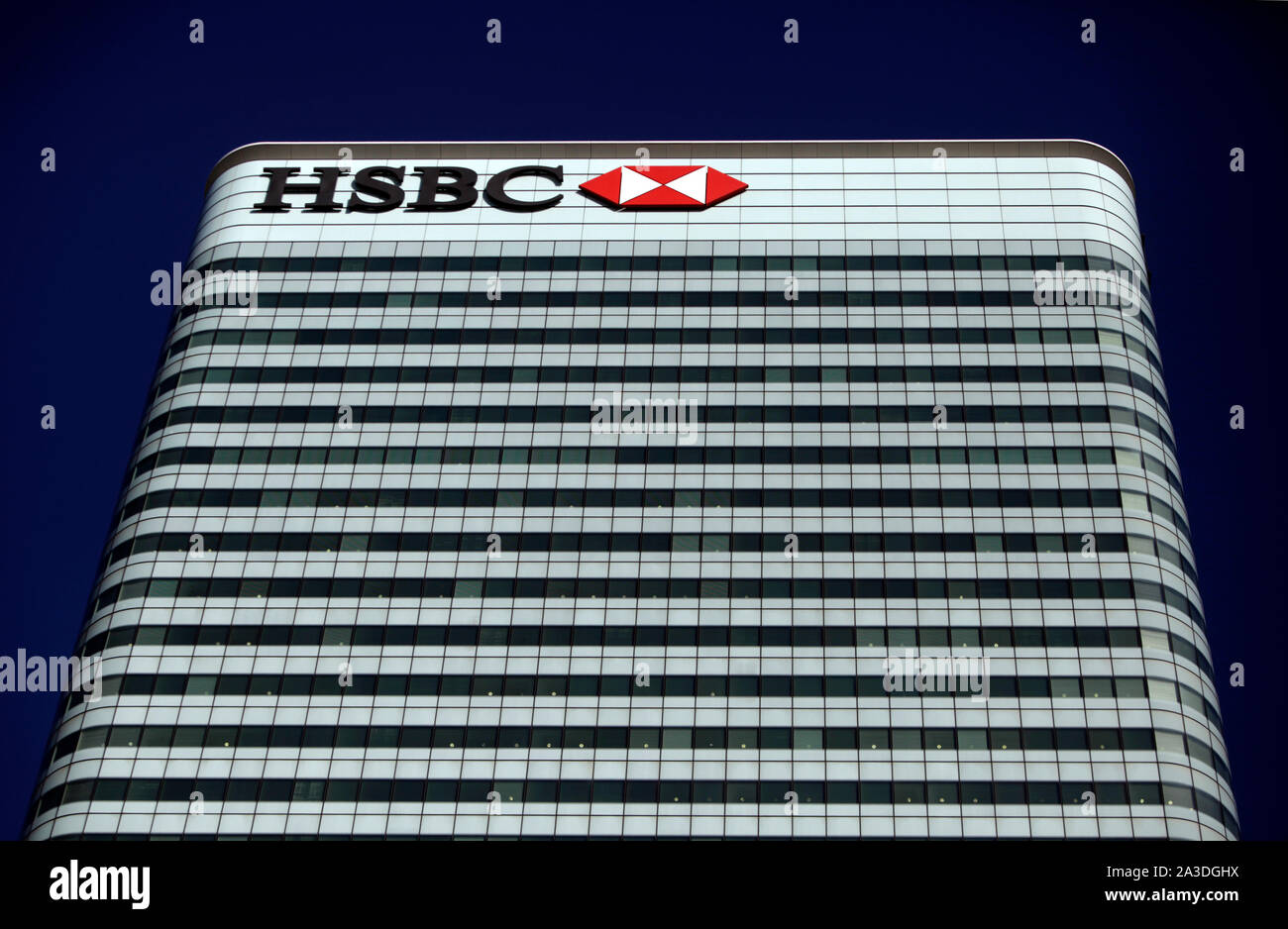 The HSBC building is seen in the Canary Wharf business district of east London, Britain, October 2, 2019.   Photograph John Voos Stock Photo