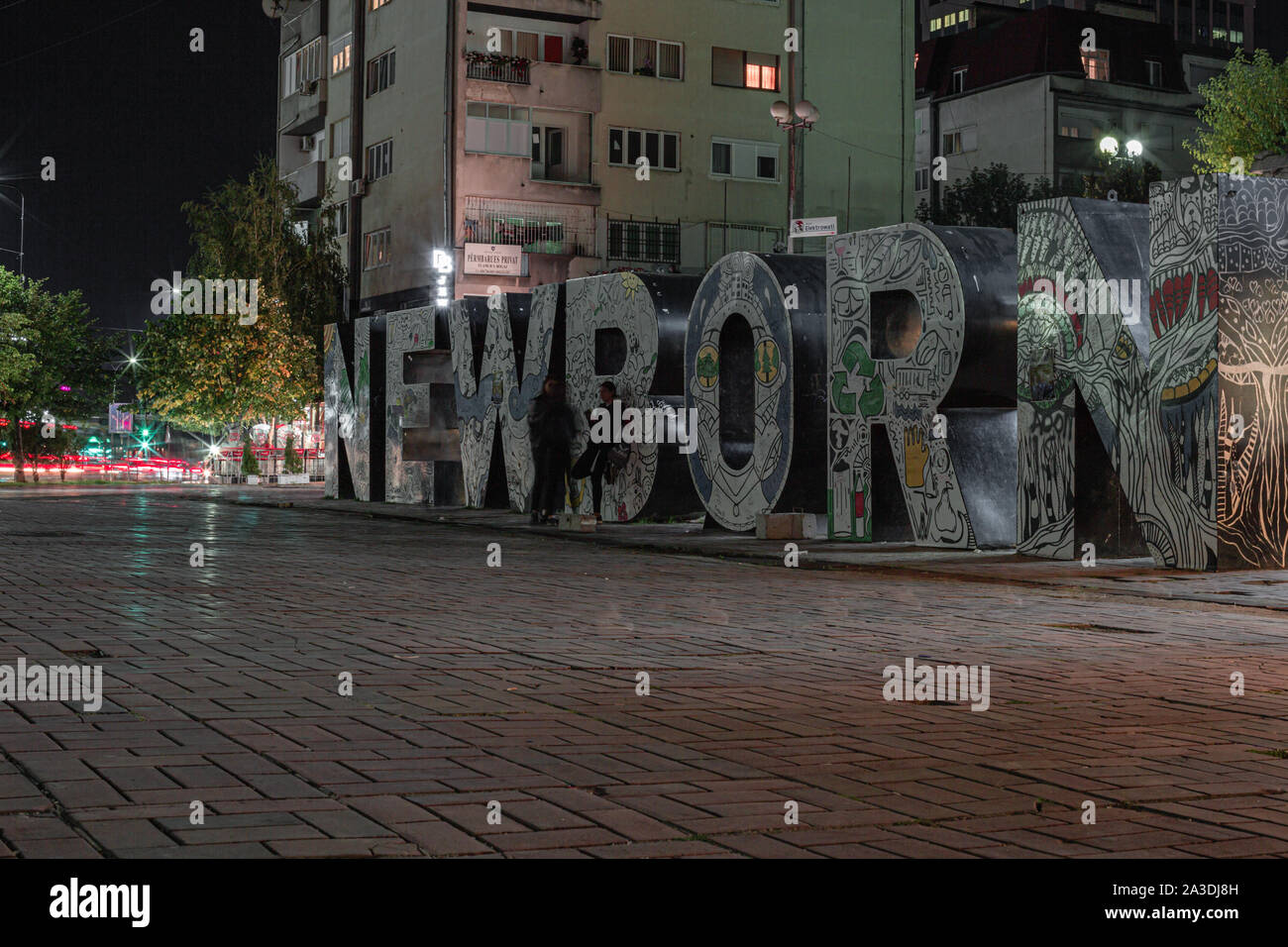 Newborn monument in Pristina Kosovo. Stock Photo