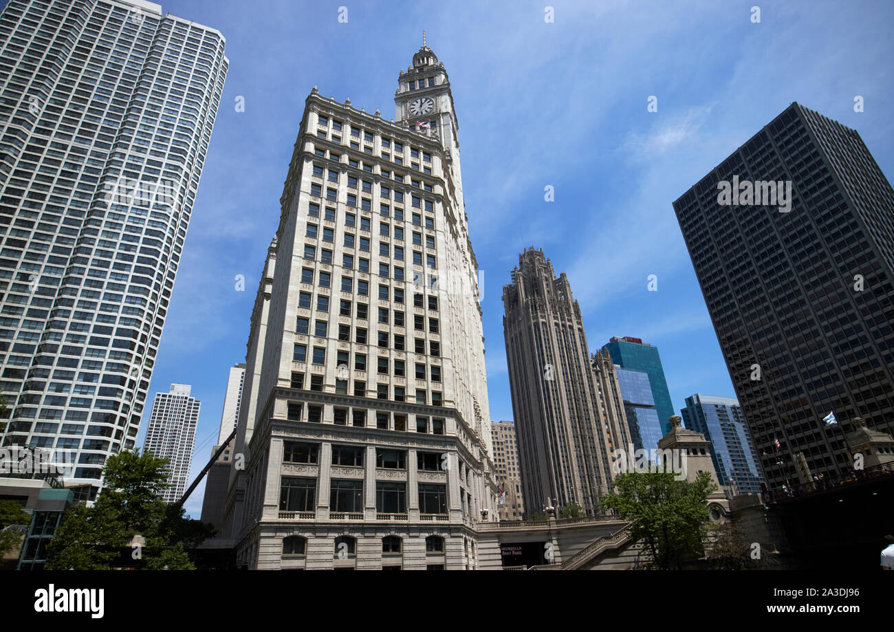 the wrigley building and tribune tower downtown chicago illinois united states of america Stock Photo