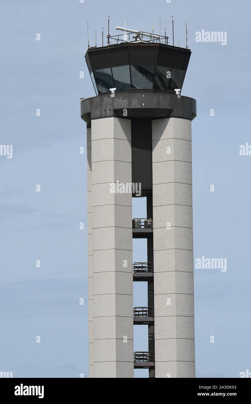 CONTROL TOWER AT MILWAUKEE GENERAL MITCHELL AIRPORT, WISCONSIN. Stock Photo