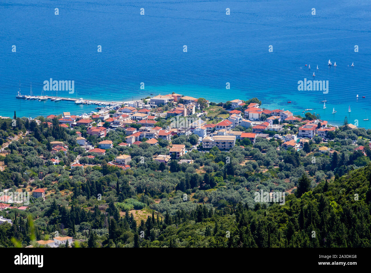 Nikiana Town on Lefkada / Lefkas Island, Greece Stock Photo