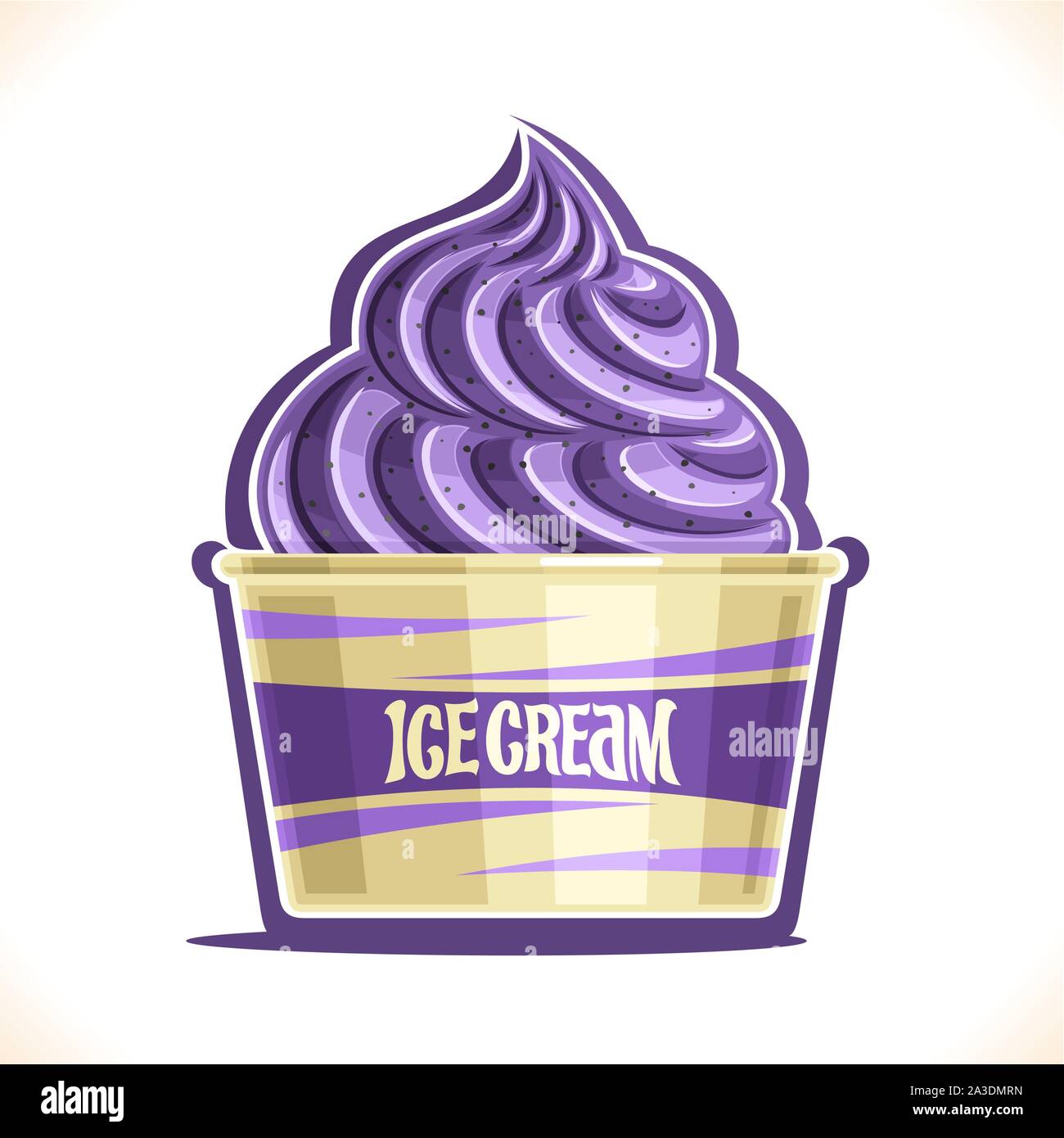 Vector illustration of Blueberry Ice Cream in paper cup purple