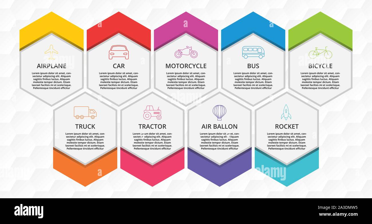 Transport Infographics vector design. Timeline concept include airplane ...