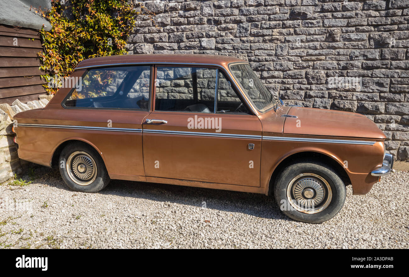 A classic Sunbeam Imp Sport parked at Corfe near Wareham in Dorset, UK Stock Photo