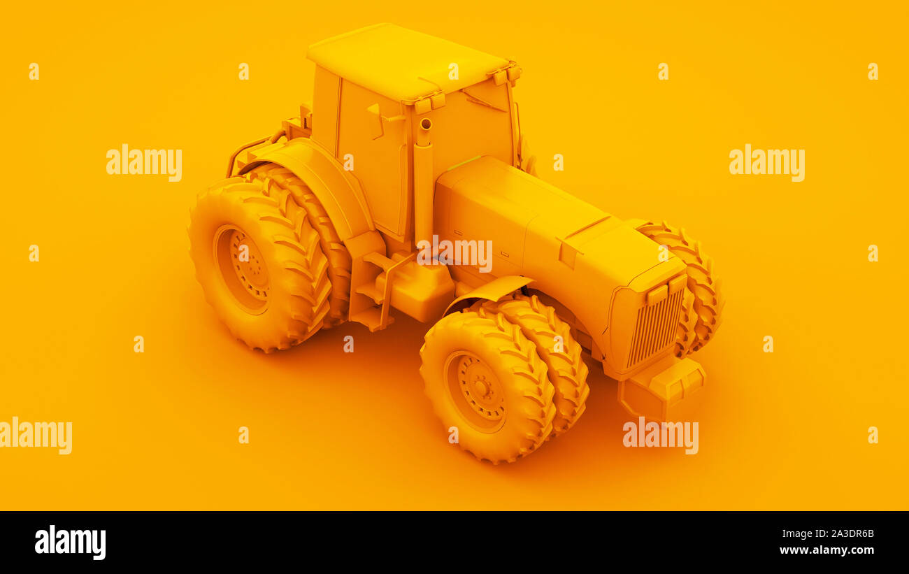 Yellow Tractor isolated on yellow background. Farm concept. 3d ...