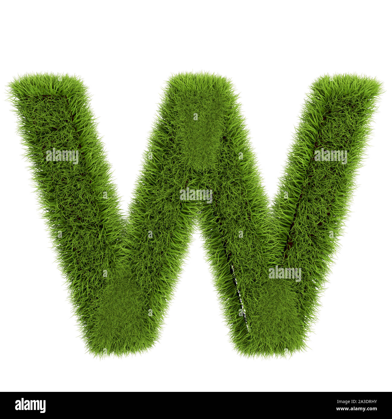 Green Grass Letter W isolated On White Background. Font For Your Design ...