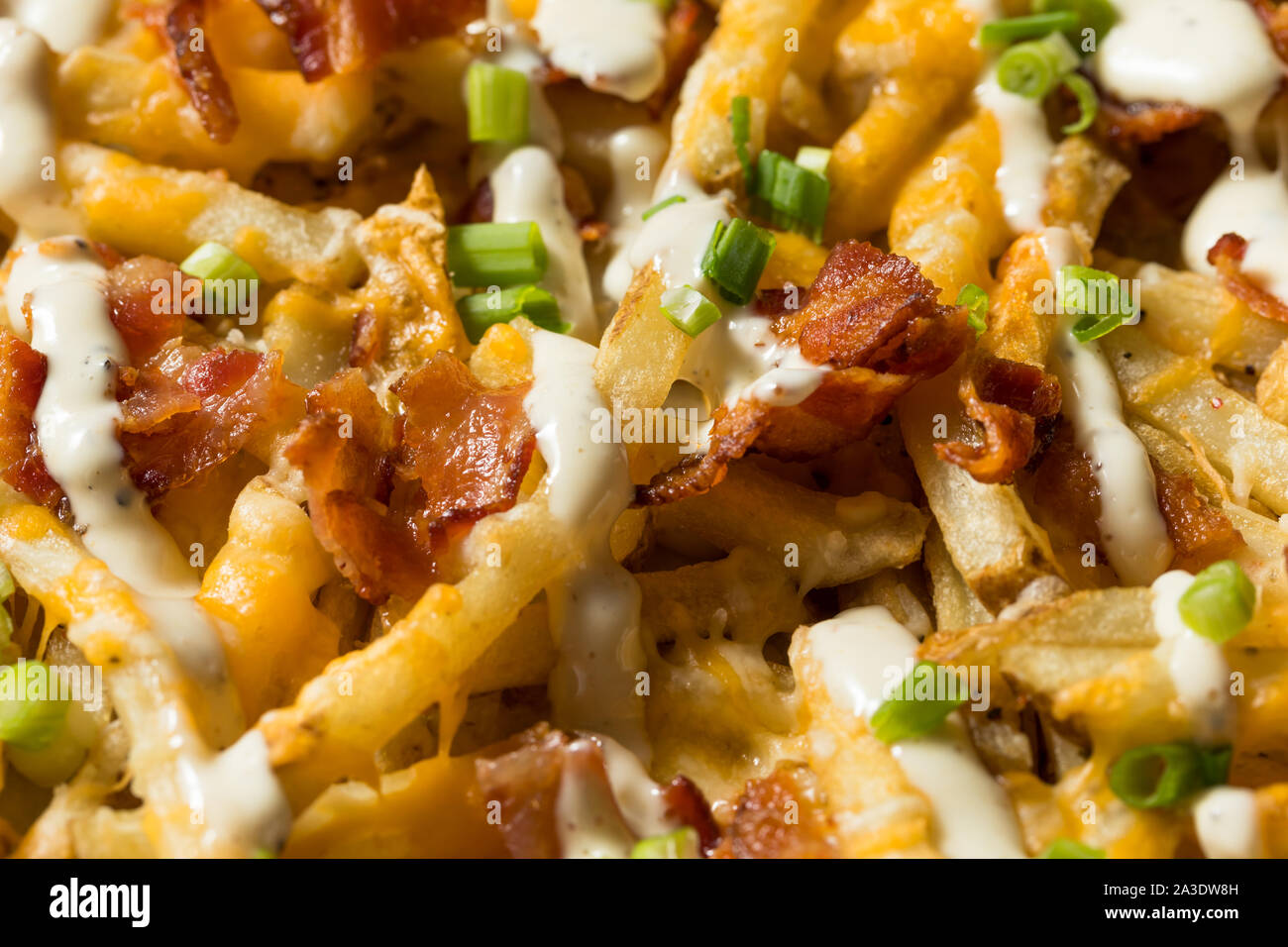 Homemade Bacon Cheddar Ranch Fries with Chives Stock Photo Alamy