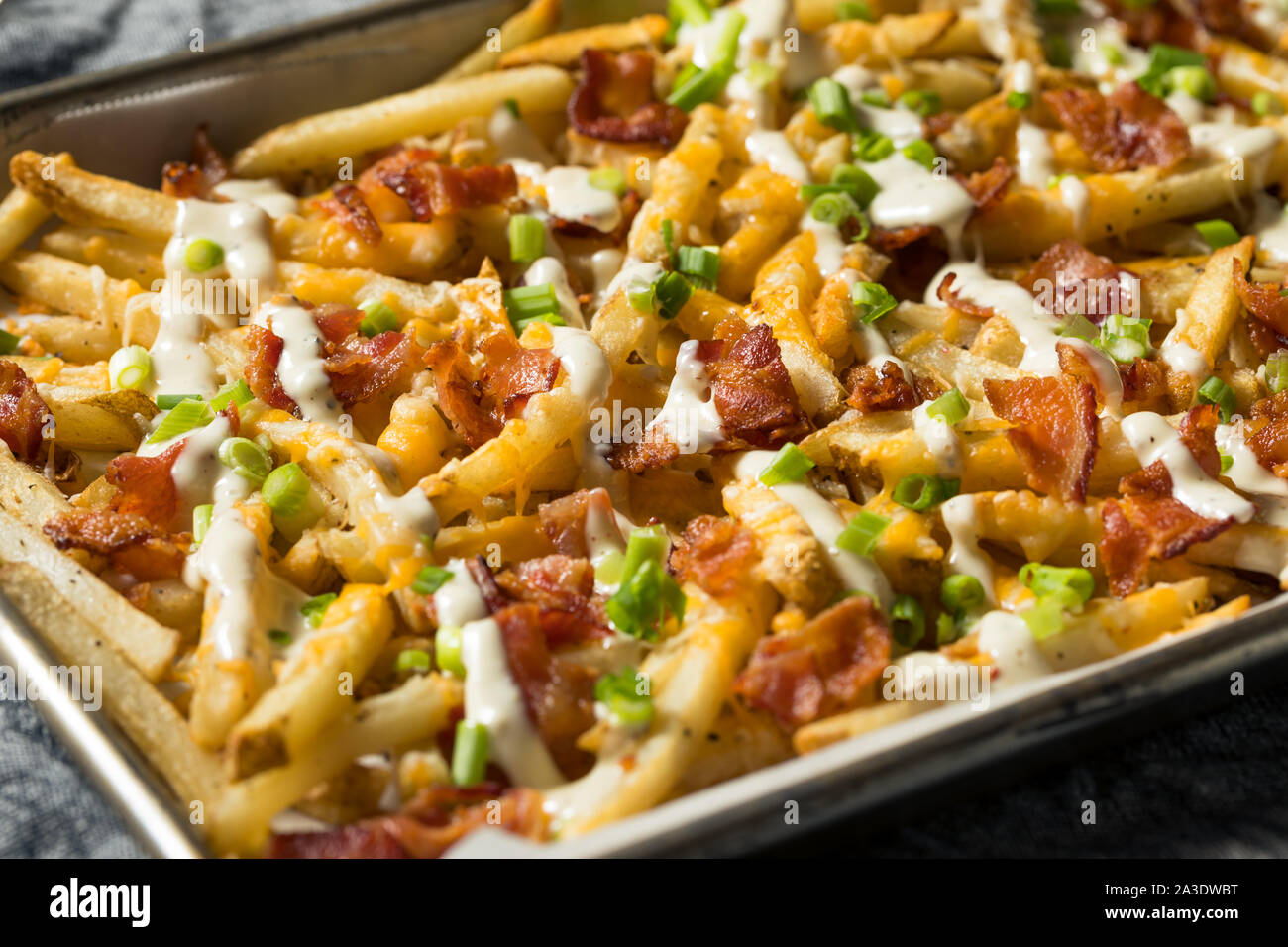 Homemade Bacon Cheddar Ranch Fries with Chives Stock Photo Alamy