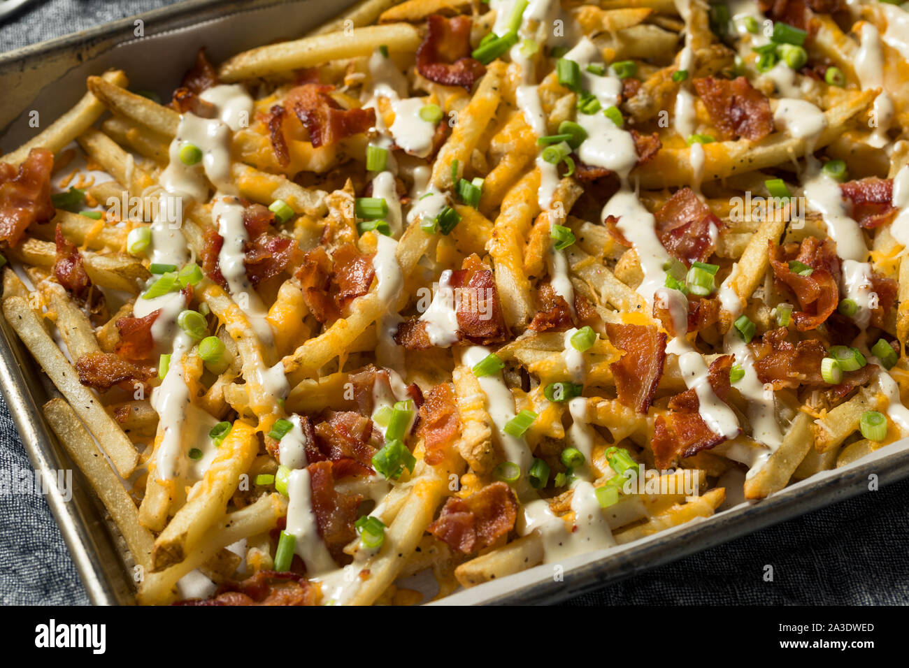 Homemade Bacon Cheddar Ranch Fries with Chives Stock Photo Alamy