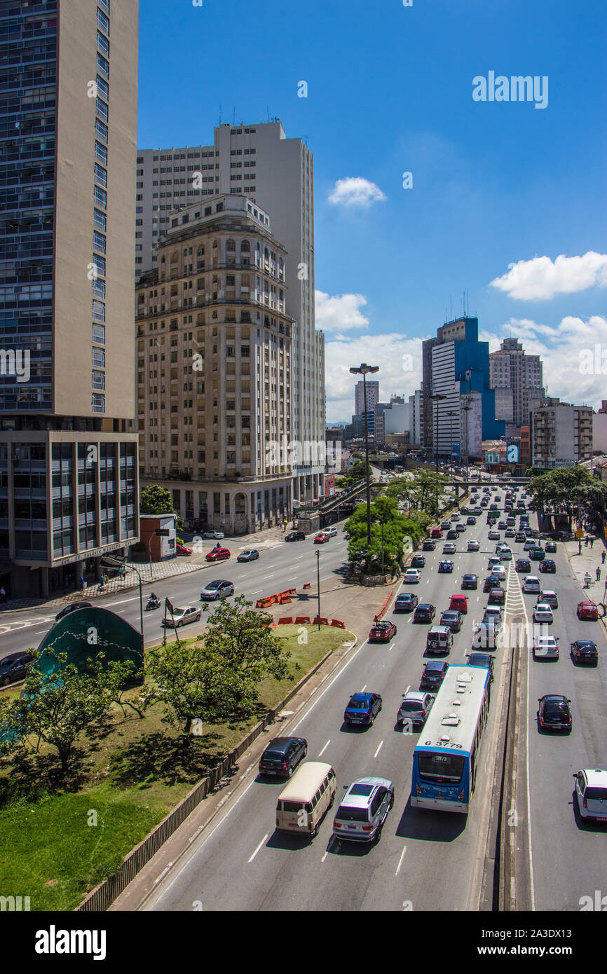 Prestes Maia avenue, Capital, São Paulo, Brazil Stock Photo