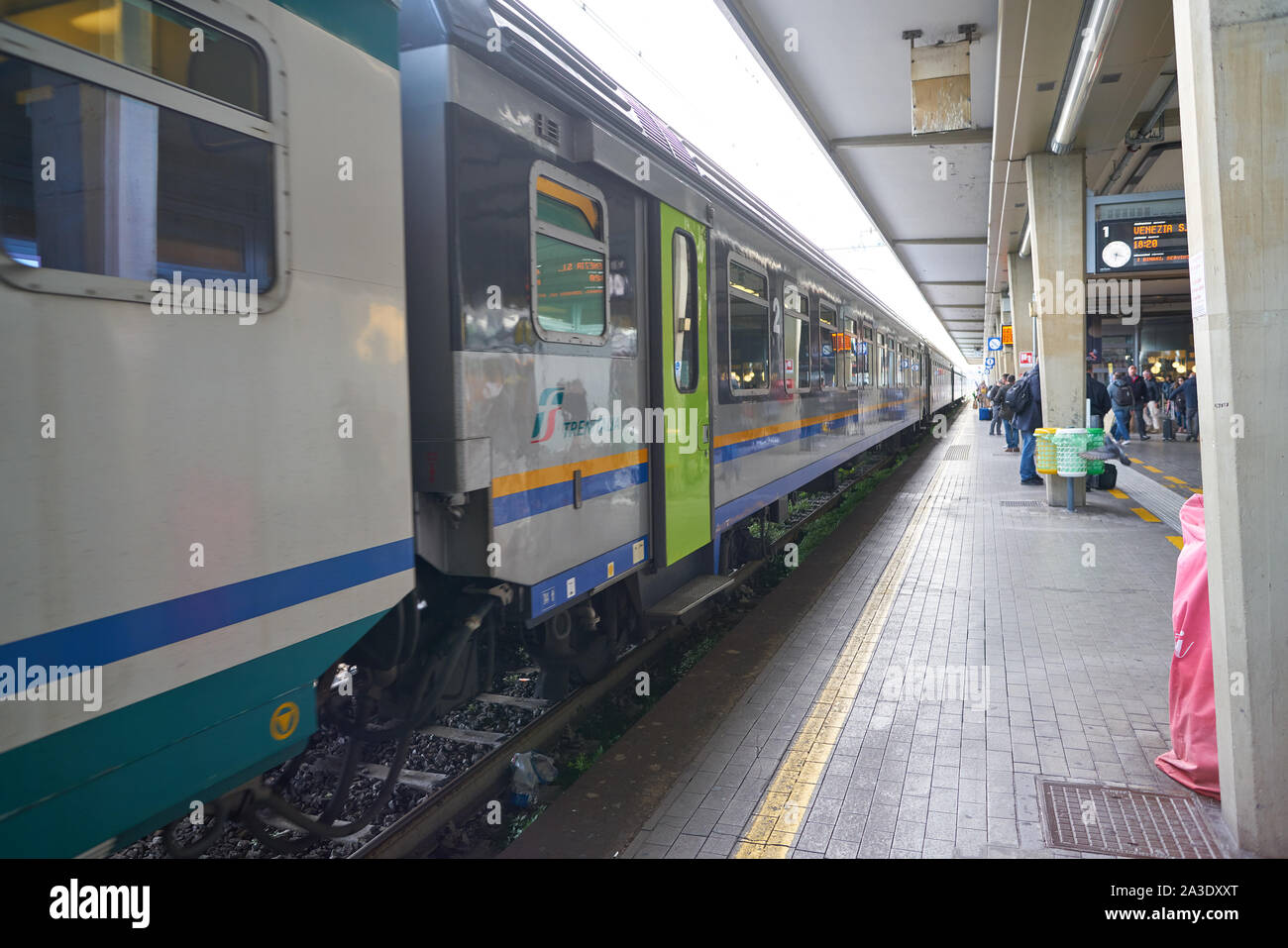 VENICE, ITALY - CIRCA MAY, 2019: a train seen at railway station in Venice Stock Photo