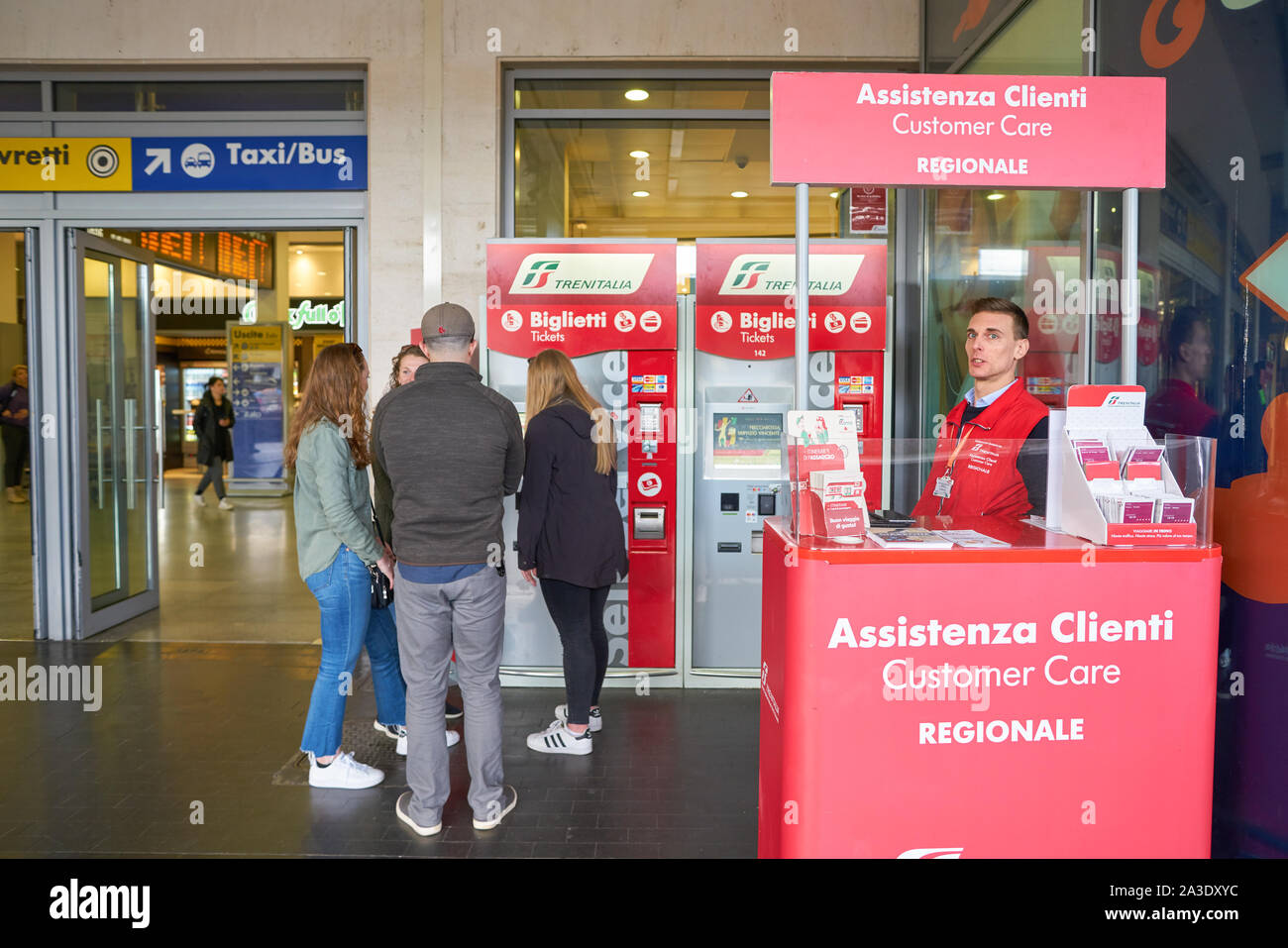 VENICE, ITALY - CIRCA MAY, 2019: customer care at train station in Venice. Stock Photo
