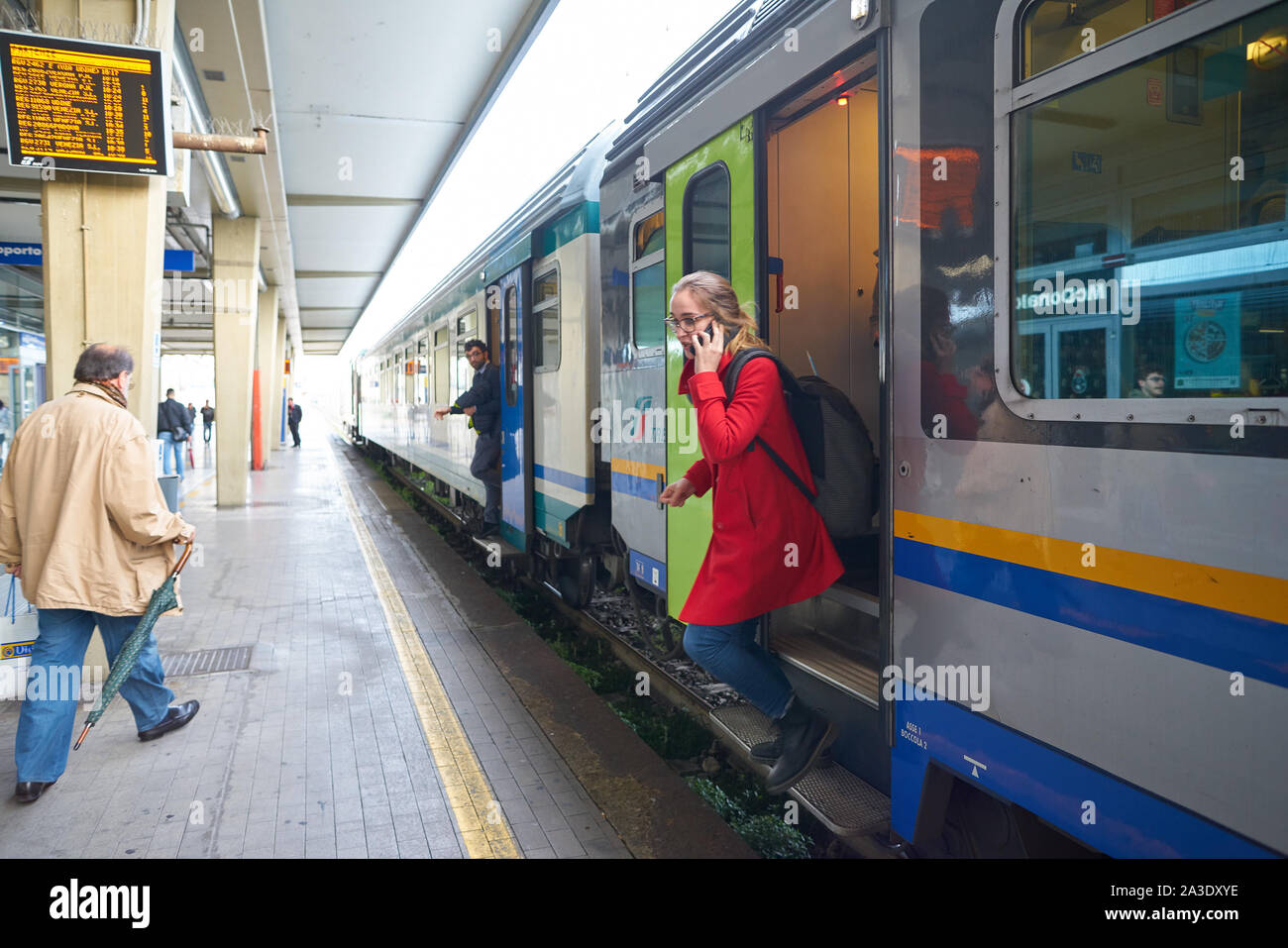 VENICE, ITALY - CIRCA MAY, 2019: a train seen at railway station in Venice Stock Photo