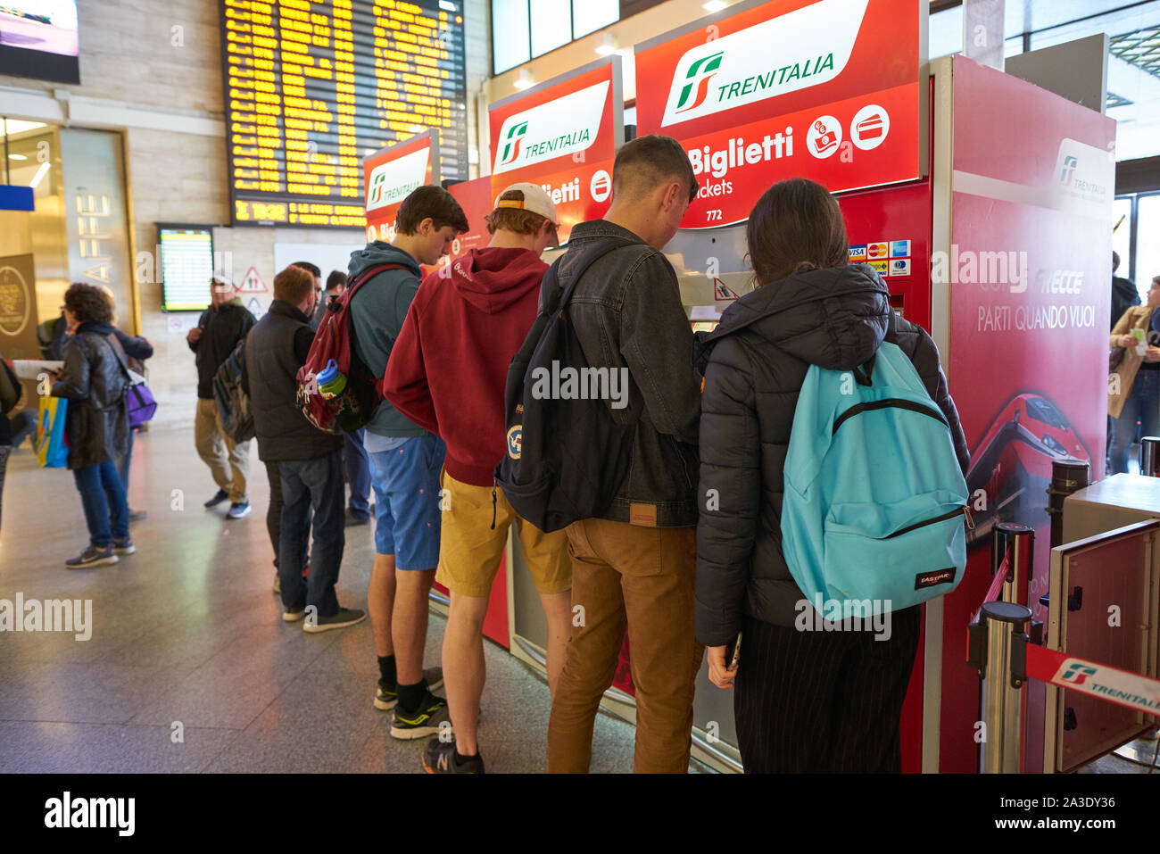 VENICE, ITALY - CIRCA MAY, 2019: self service kiosks at train station in Venice. Stock Photo